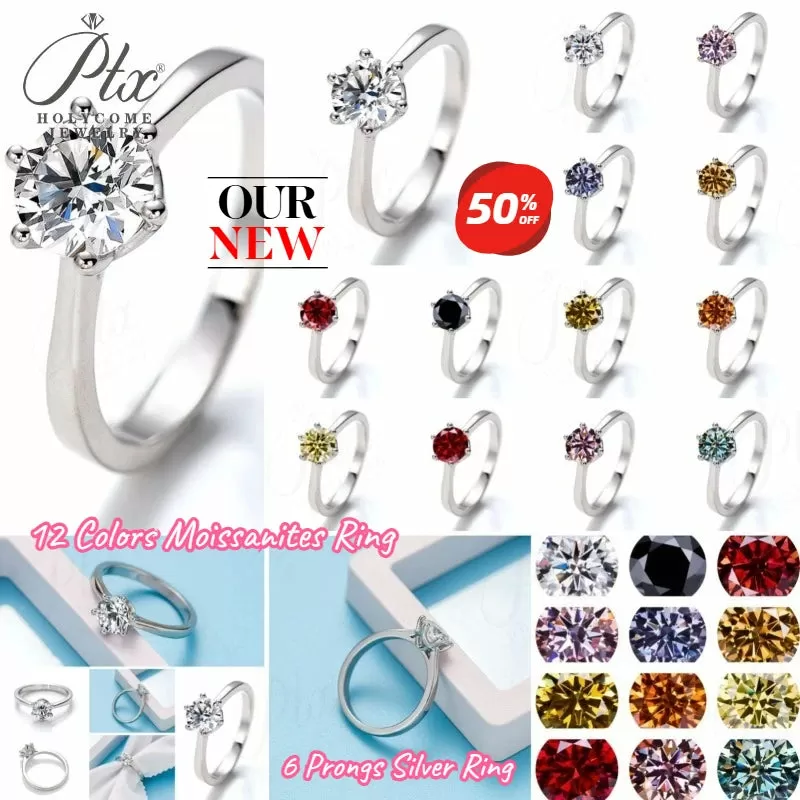 1ct Round Moissanite Ring D Color VVS1 925 Sterling Silver GRA