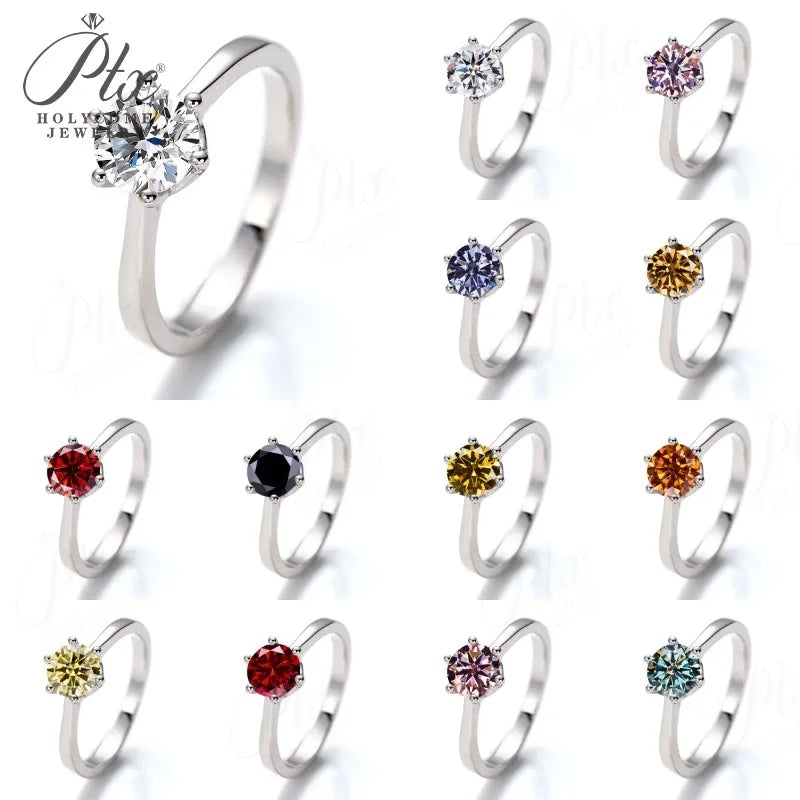 1ct Round Moissanite Ring D Color VVS1 925 Sterling Silver GRA - Image 2