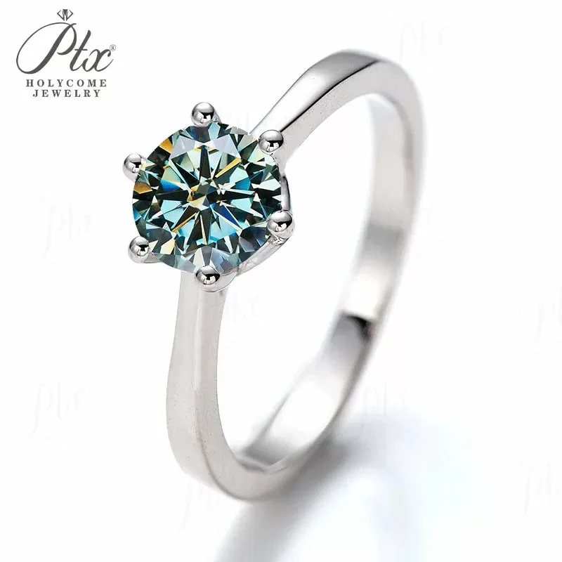 1ct Round Moissanite Ring D Color VVS1 925 Sterling Silver GRA - Image 4