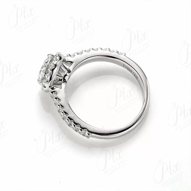 1ct Round Moissanite Ring D Color VVS1 925 Sterling Silver GRA - Image 3