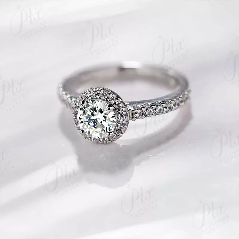 1ct Round Moissanite Ring D Color VVS1 925 Sterling Silver GRA - Image 4
