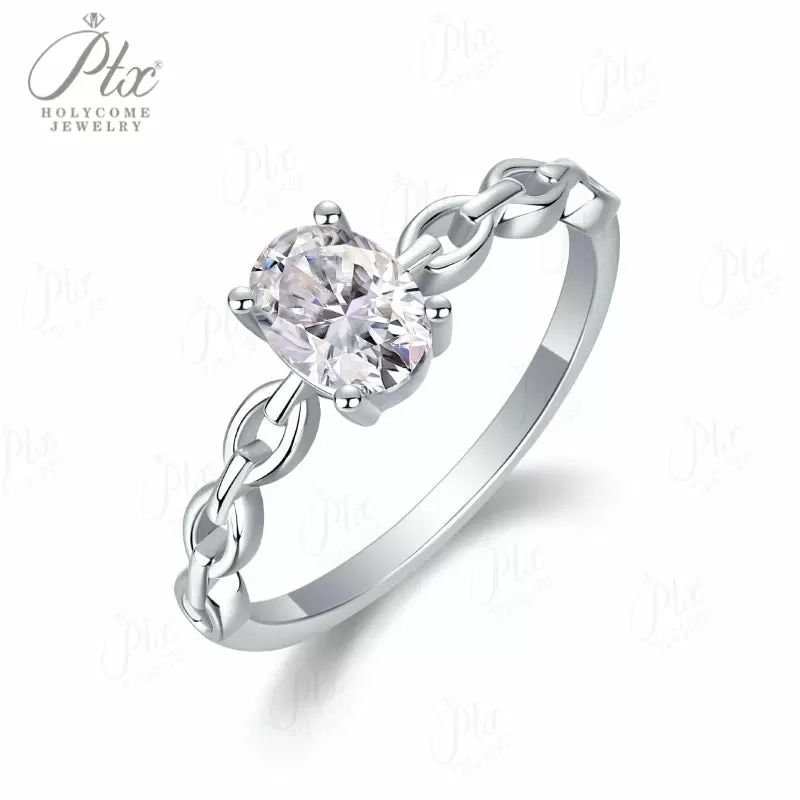 1ct Round Moissanite Ring D Color VVS1 925 Sterling Silver GRA