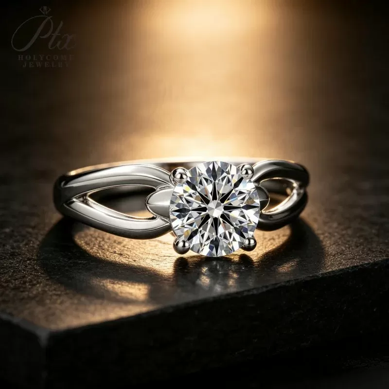 1ct Round Moissanite Ring D Color VVS1 925 Sterling Silver GRA - Image 5