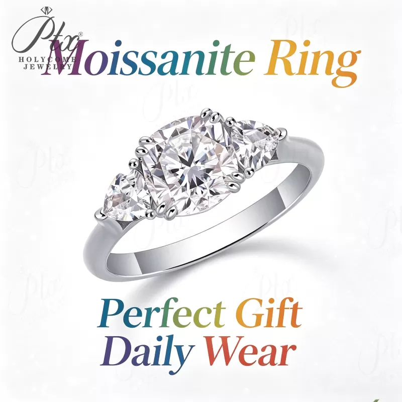 2.6ct Cushion Moissanite Ring D Color VVS1 925 Sterling Silver GRA