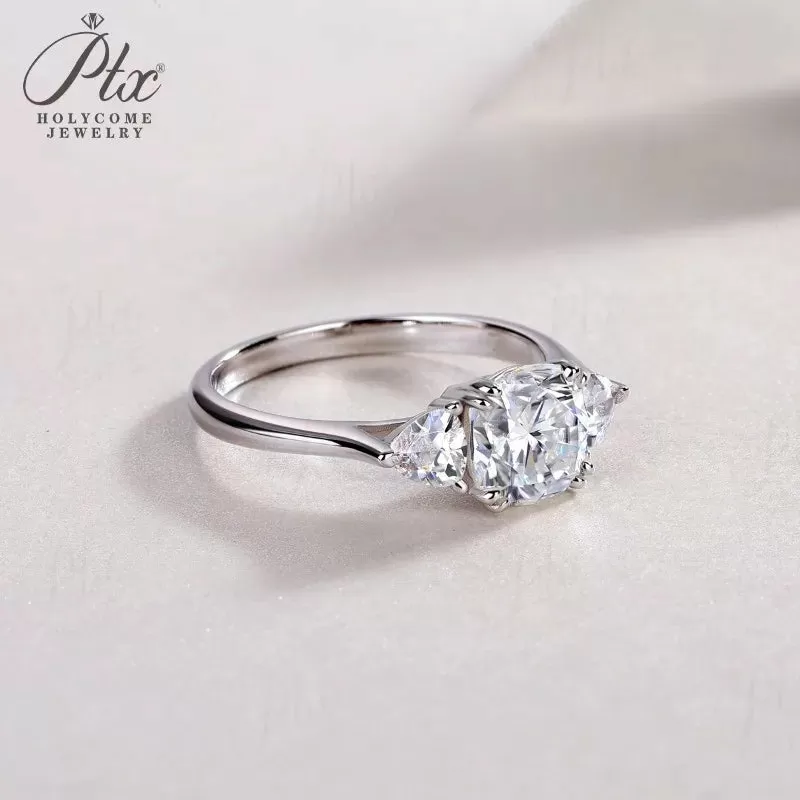 2.6ct Cushion Moissanite Ring D Color VVS1 925 Sterling Silver GRA - Image 4