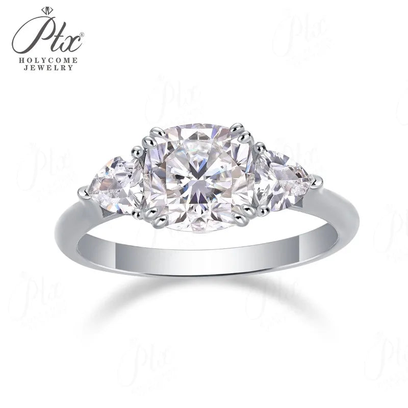 2.6ct Cushion Moissanite Ring D Color VVS1 925 Sterling Silver GRA - Image 7