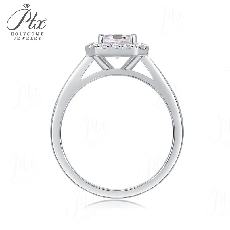 0.9ct Asscher Moissanite Ring D Color VVS1 925 Sterling Silver GRA - Image 3