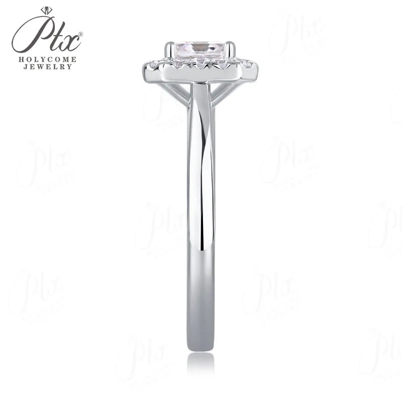 0.9ct Asscher Moissanite Ring D Color VVS1 925 Sterling Silver GRA - Image 4