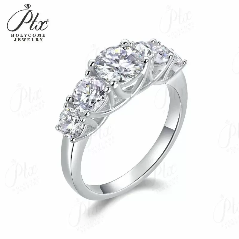 2.6ct Round Moissanite Ring D Color VVS1 925 Sterling Silver GRA - Image 4