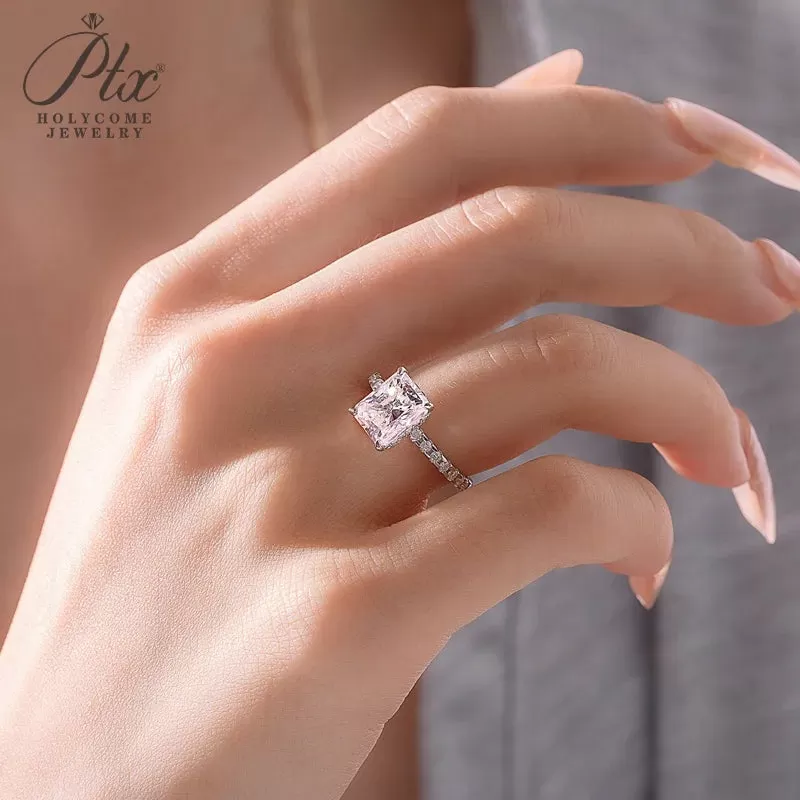 3ct Radiant Moissanite Ring D Color VVS1 925 Sterling Silver GRA - Image 2