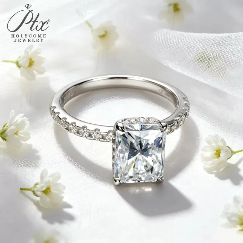 3ct Radiant Moissanite Ring D Color VVS1 925 Sterling Silver GRA - Image 3