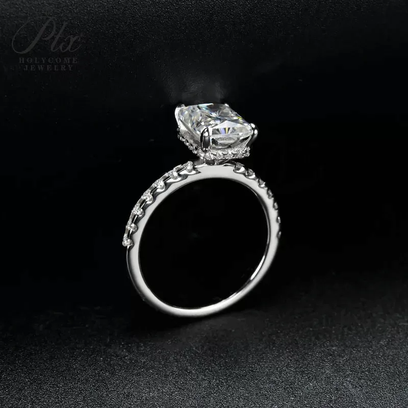3ct Radiant Moissanite Ring D Color VVS1 925 Sterling Silver GRA - Image 4