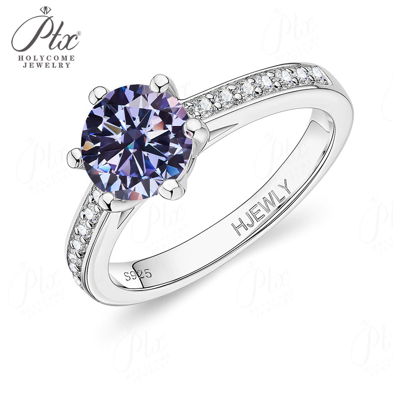 1ct Round Moissanite Ring D Color VVS1 925 Sterling Silver GRA