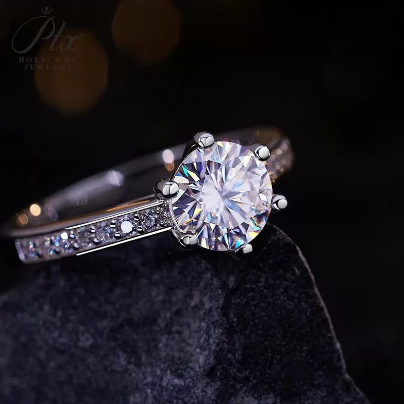 1ct Round Moissanite Ring D Color VVS1 925 Sterling Silver GRA - Image 10