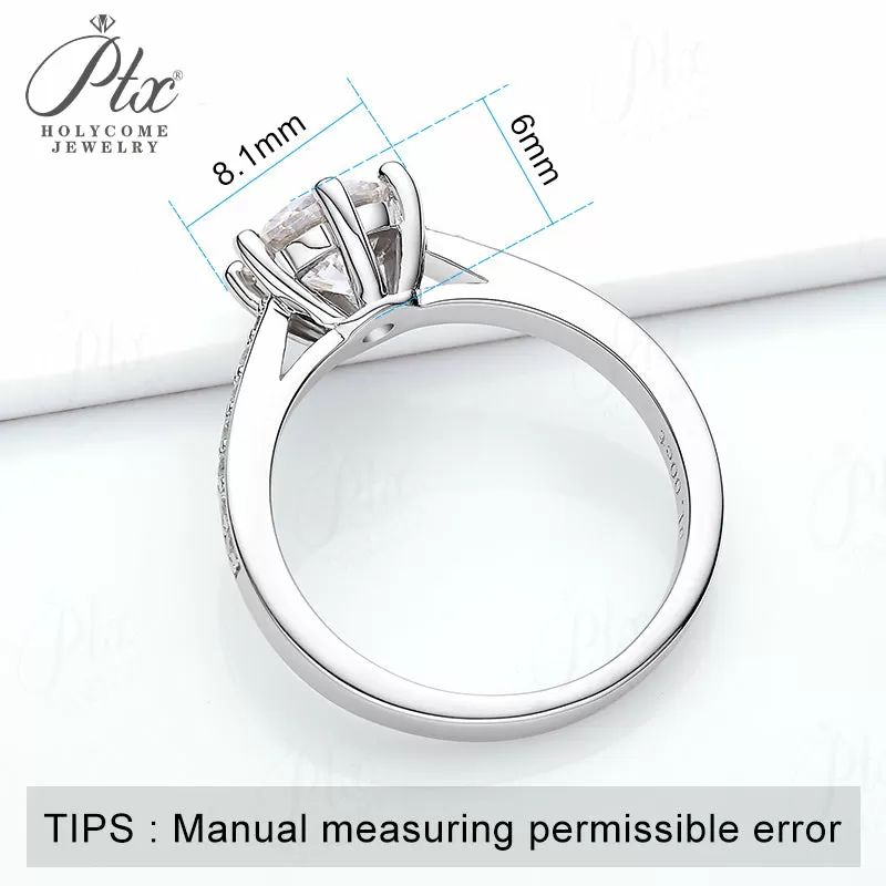 1ct Round Moissanite Ring D Color VVS1 925 Sterling Silver GRA - Image 3