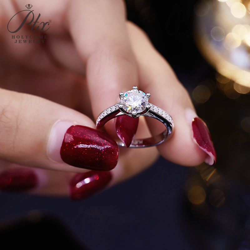 1ct Round Moissanite Ring D Color VVS1 925 Sterling Silver GRA - Image 5