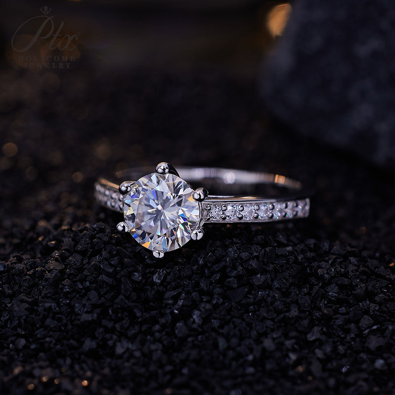 1ct Round Moissanite Ring D Color VVS1 925 Sterling Silver GRA - Image 8