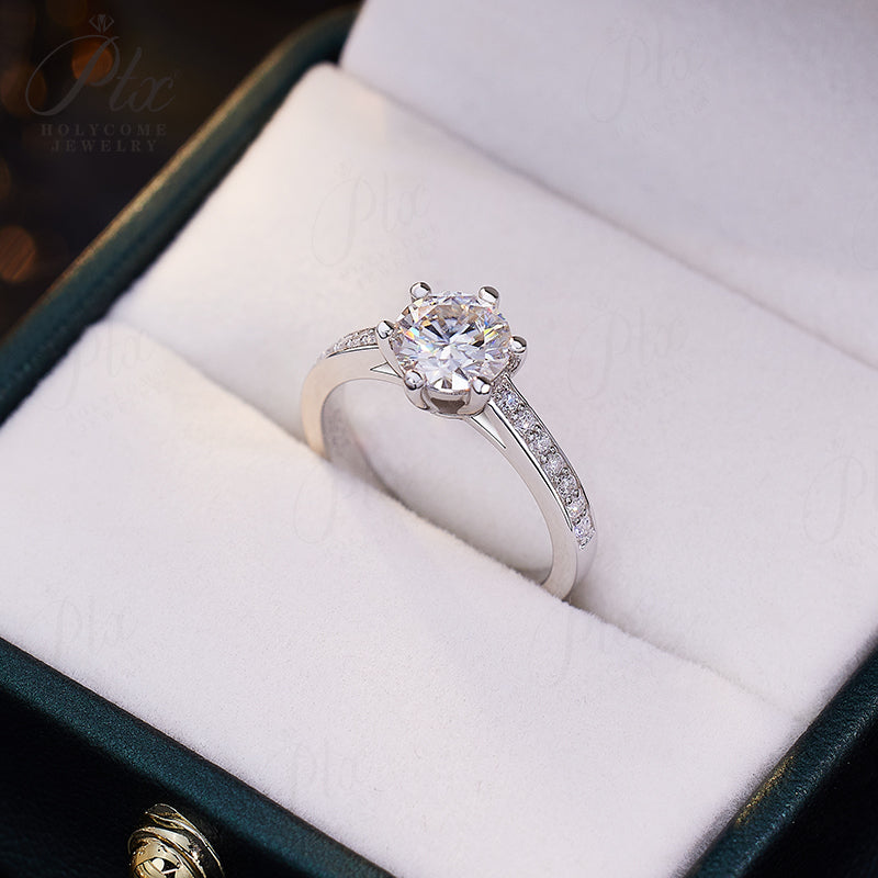 1ct Round Moissanite Ring D Color VVS1 925 Sterling Silver GRA - Image 9