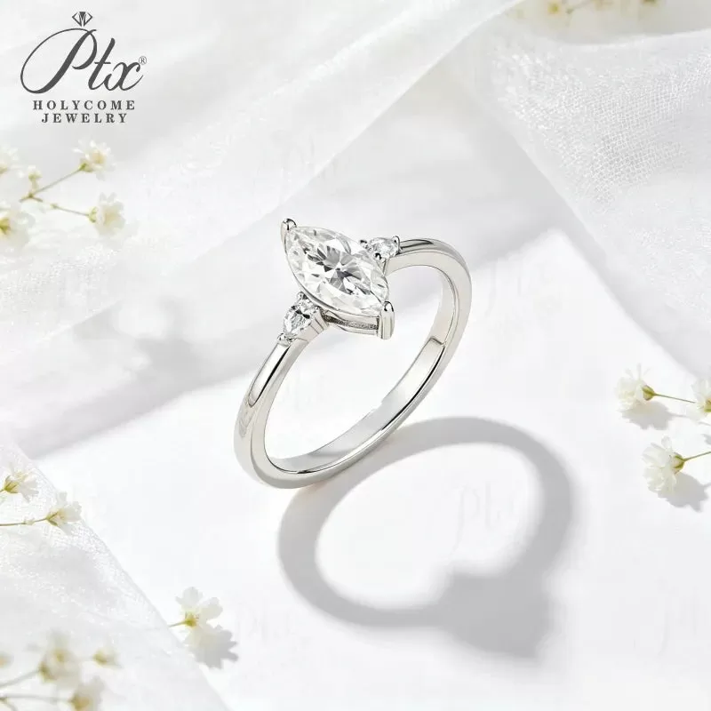 1ct Marquise Moissanite Ring D Color VVS1 925 Sterling Silver GRA - Image 3