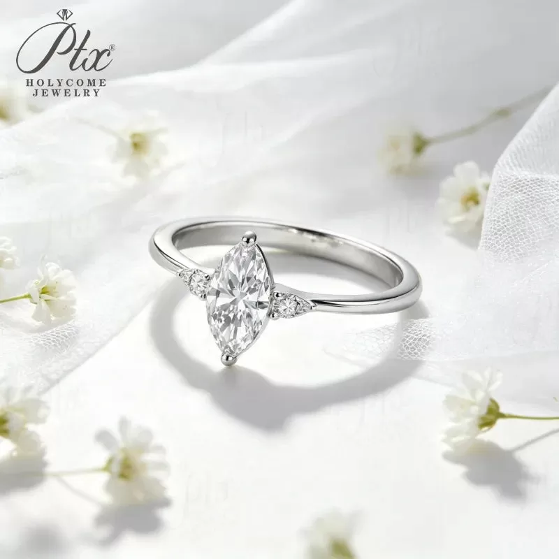1ct Marquise Moissanite Ring D Color VVS1 925 Sterling Silver GRA - Image 7