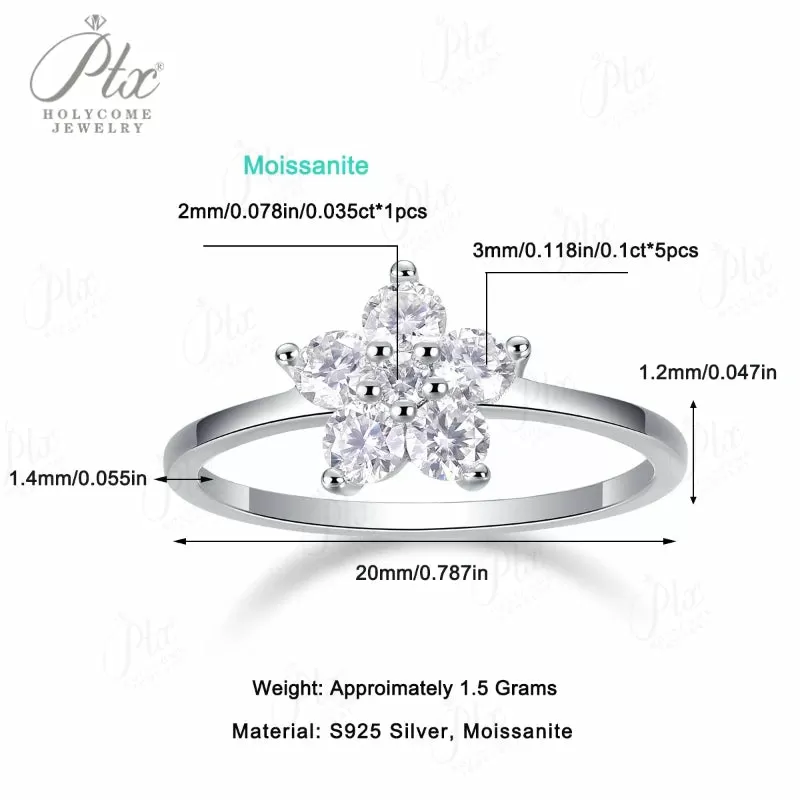 1ct Round Moissanite Ring D Color VVS1 925 Sterling Silver GRA - Image 5