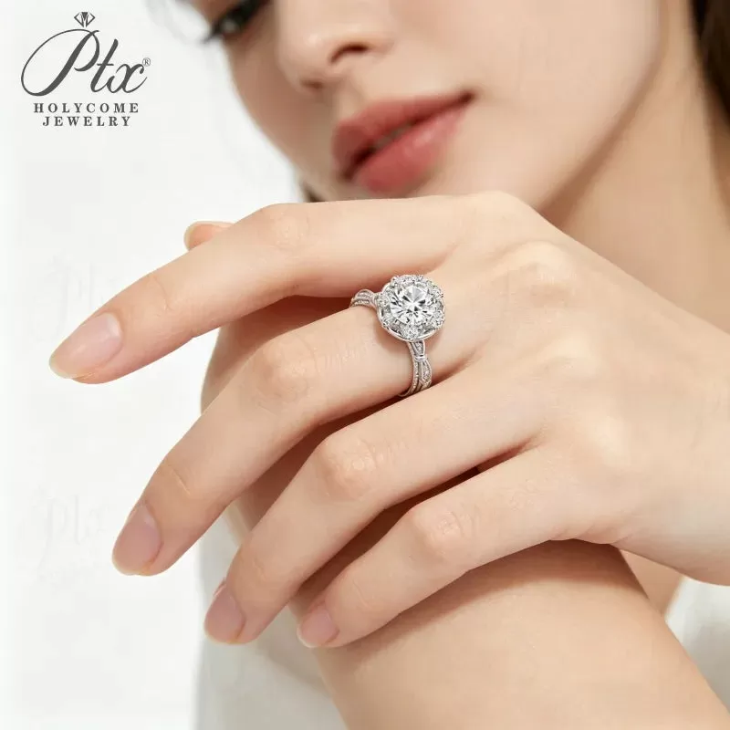 1ct Round Moissanite Ring D Color VVS1 925 Sterling Silver GRA - Image 3