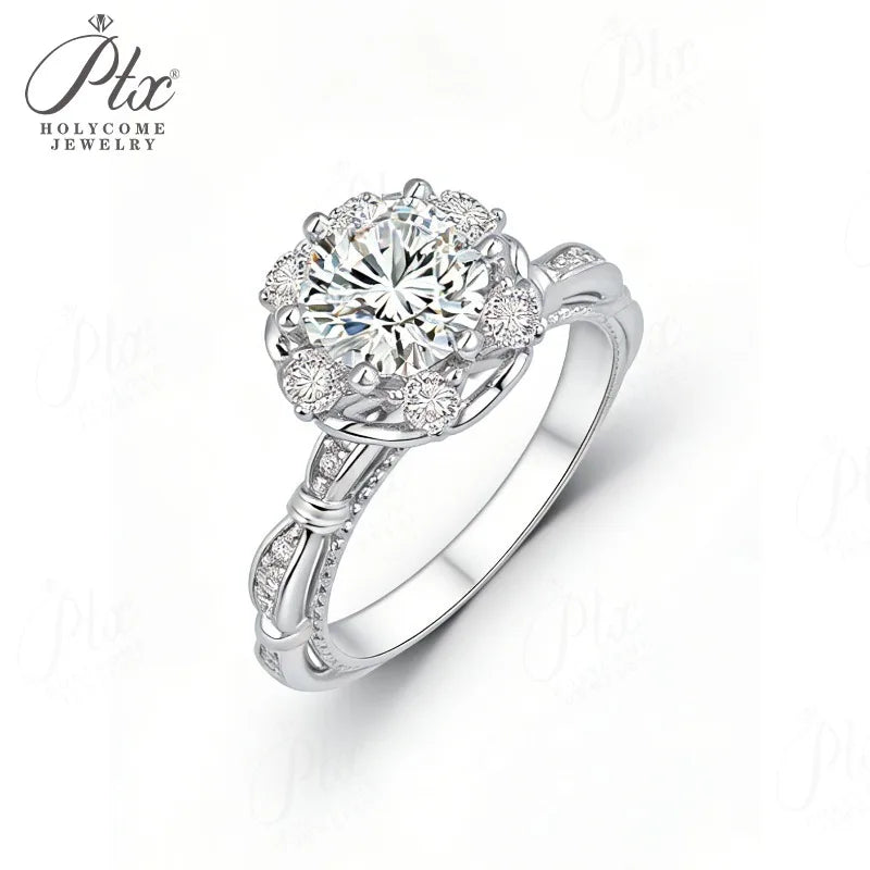 1ct Round Moissanite Ring D Color VVS1 925 Sterling Silver GRA - Image 5