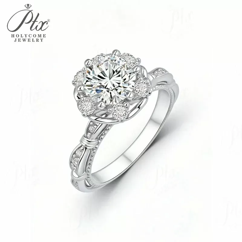 1ct Round Moissanite Ring D Color VVS1 925 Sterling Silver GRA - Image 8
