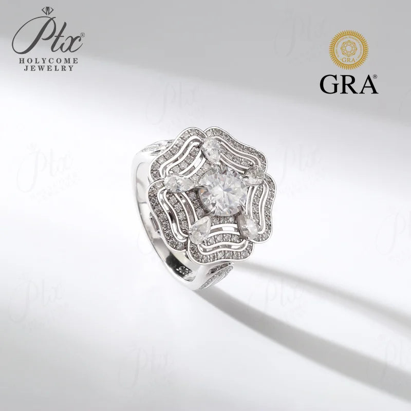1ct Round Moissanite Ring D Color VVS1 925 Sterling Silver GRA - Image 2