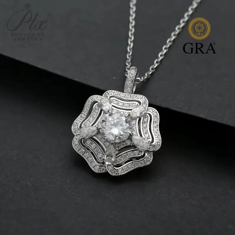 1ct Round Moissanite Ring D Color VVS1 925 Sterling Silver GRA - Image 3
