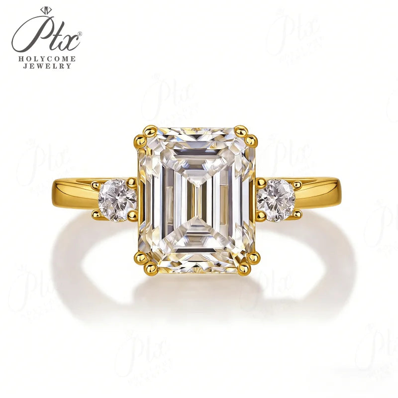 1ct Emerald Moissanite Ring D Color VVS1 925 Sterling Silver GRA - Image 2