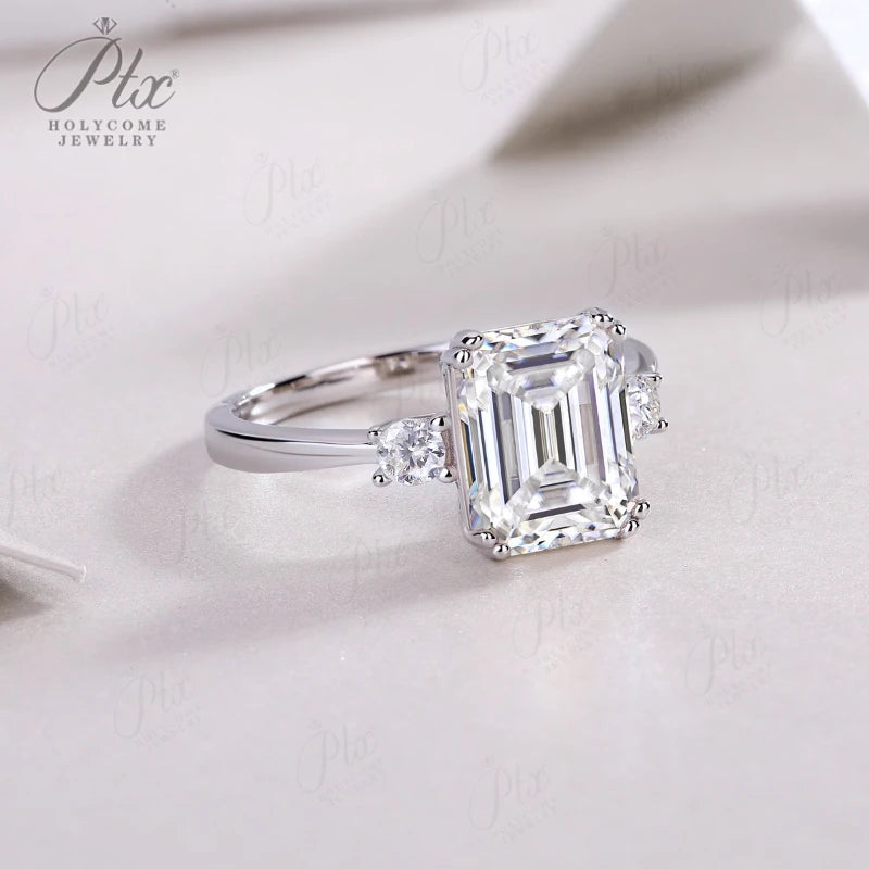 1ct Emerald Moissanite Ring D Color VVS1 925 Sterling Silver GRA - Image 3