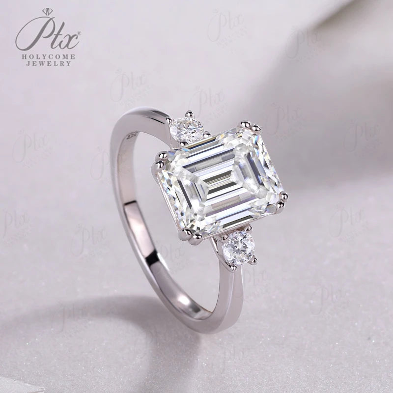 1ct Emerald Moissanite Ring D Color VVS1 925 Sterling Silver GRA - Image 4