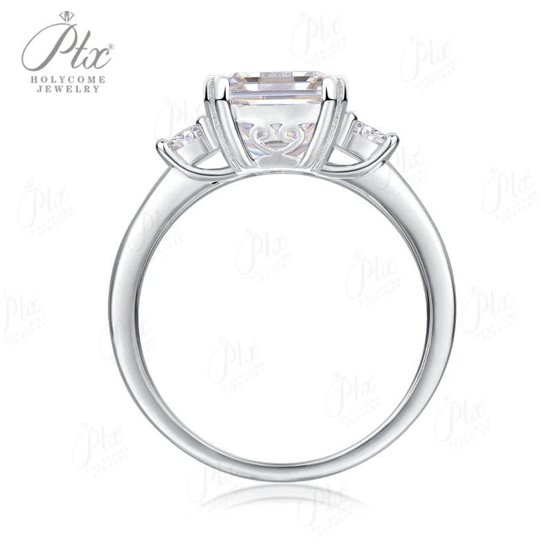 1ct Emerald Moissanite Ring D Color VVS1 925 Sterling Silver GRA - Image 5