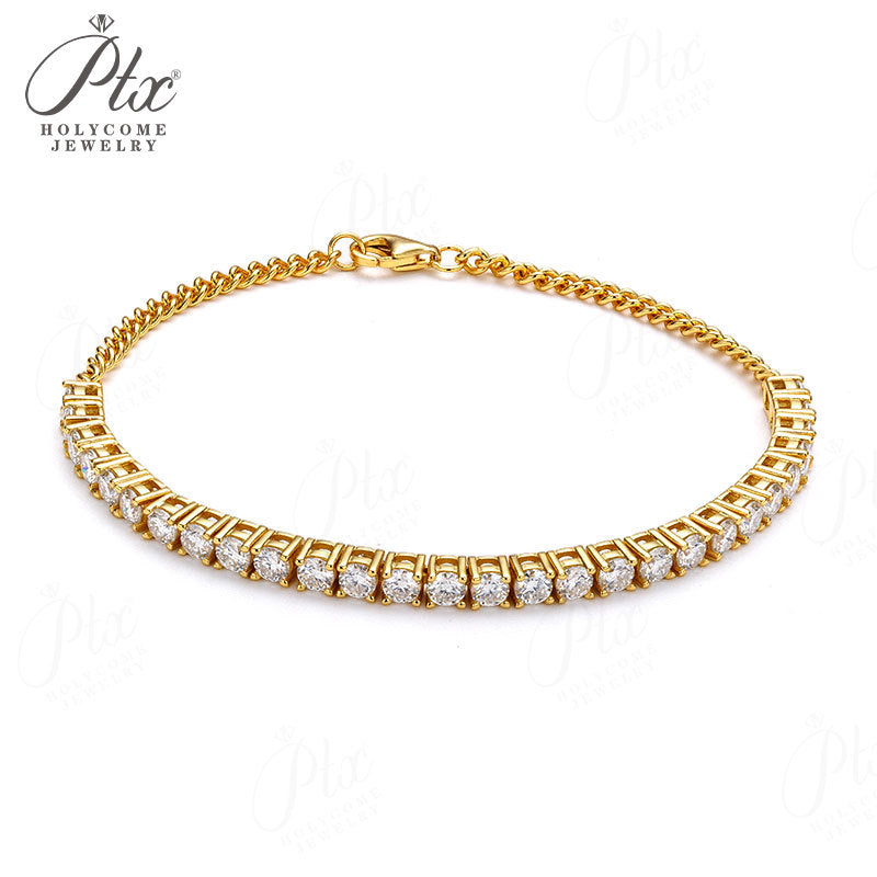 1ct Round Moissanite Bracelet D Color VVS1 925 Sterling Silver GRA - Image 2