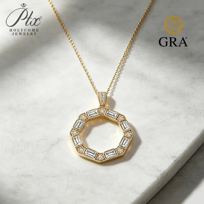 1ct Round Moissanite Pendant Necklace D Color VVS1 925 Sterling Silver GRA