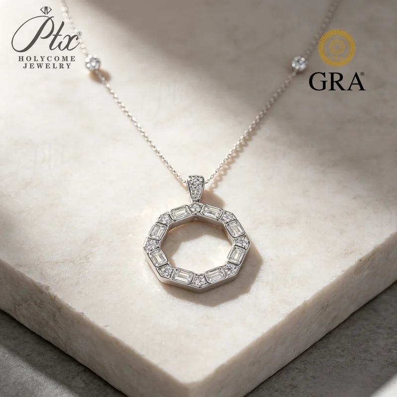1ct Round Moissanite Pendant Necklace D Color VVS1 925 Sterling Silver GRA - Image 2